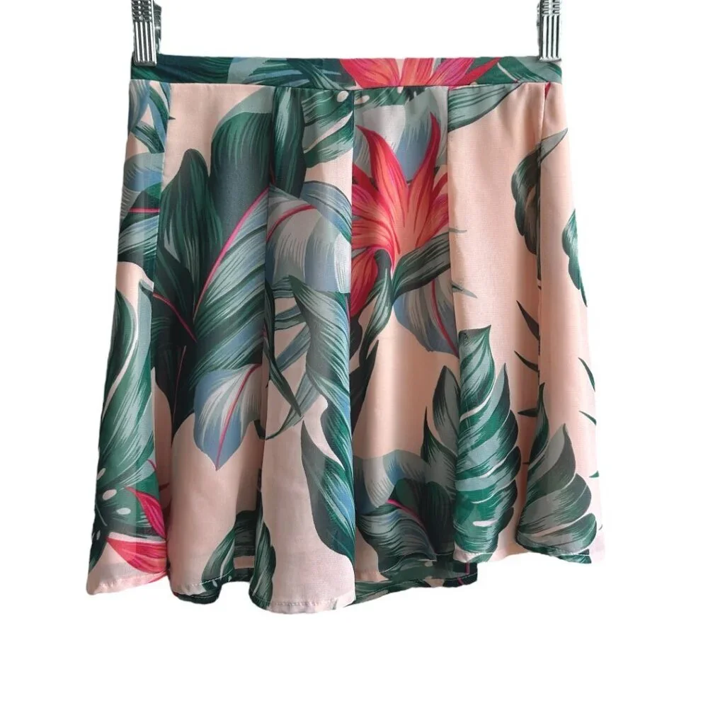 Show Me Your MuMu Kauai Kisses Mini Tropical Palm Leaf Tree Print Skater Skirt 0 - Picture 11 of 11